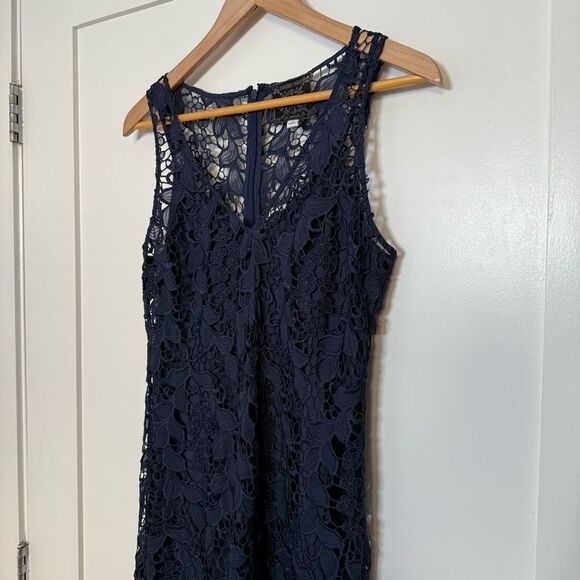 Johnny Was Jade Maxi Dress XS Blue Sleeveless Eyelet Lace Embroidery Crochet - Picture 2 of 12